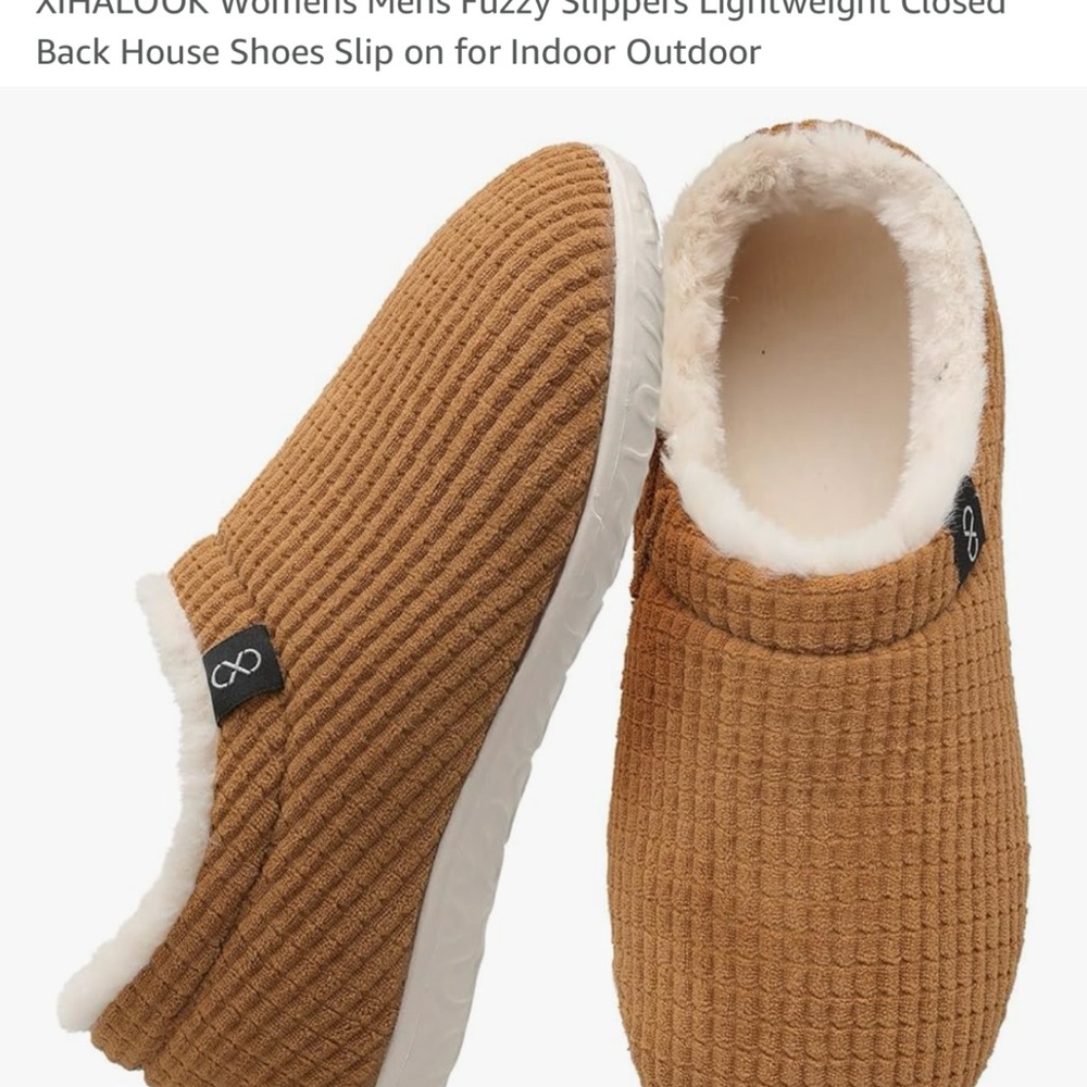 Unisex Brown  Fuzzy Slippers -